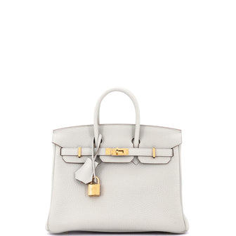 Hermes Birkin Handbag Grey Togo with Gold Hardware 25