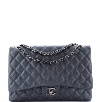 Chanel Classic Double Flap Bag Quilted Caviar Maxi
