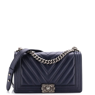 Chanel Boy Flap Bag Chevron Lambskin Old Medium