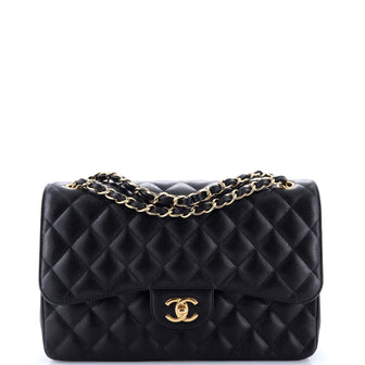 Chanel Classic Double Flap Bag Quilted Caviar Jumbo