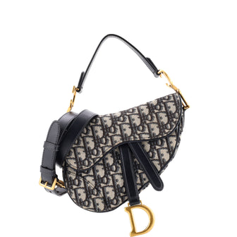 Christian Dior Saddle Handbag with Strap Oblique Canvas Mini