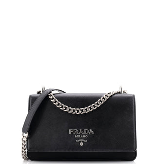 Prada Chain Flap Crossbody Bag Tessuto and Saffiano Leather Medium