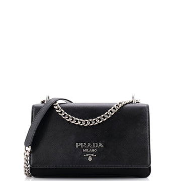 Prada Chain Flap Crossbody Bag Tessuto and Saffiano Leather Medium