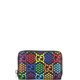 Gucci Zip Around Card Case Psychedelic Print GG Coated Canvas