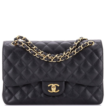 Chanel Classic Double Flap Bag Quilted Caviar Jumbo