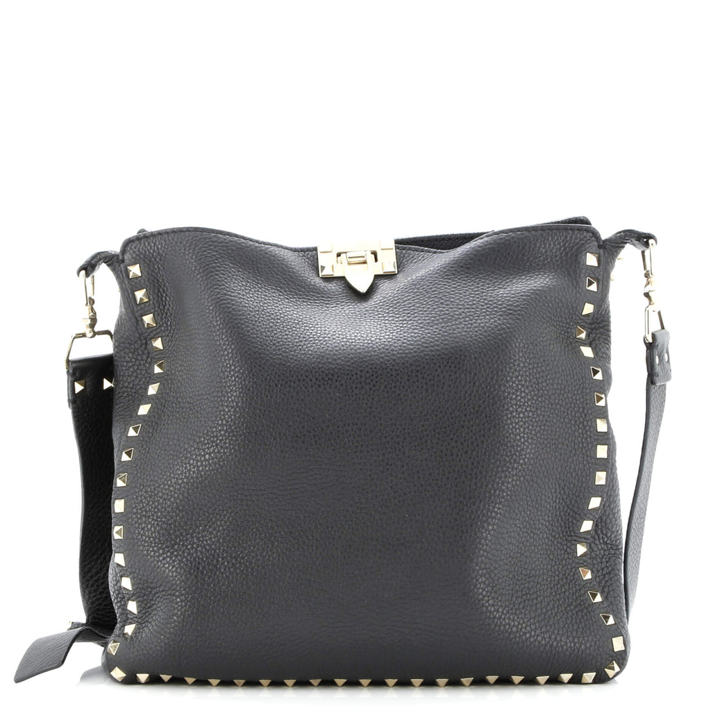 【未使用品箱付き】VALENTINO Black Rockstud　Bag VALENTINO GARAVANI Pebbled Calfskin Mini Rockstud Flip-Lock