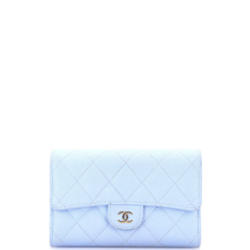 Chanel Trifold Classic Flap Wallet Quilted Caviar Medium