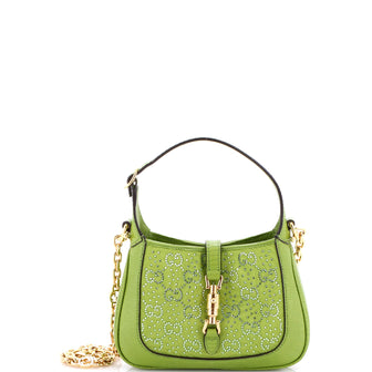 Gucci Jackie 1961 Chain Hobo GG Embellished Canvas with Lizard Mini