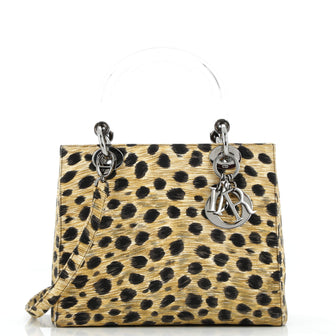 Christian Dior Vintage Lady Dior Bag Printed Canvas Medium