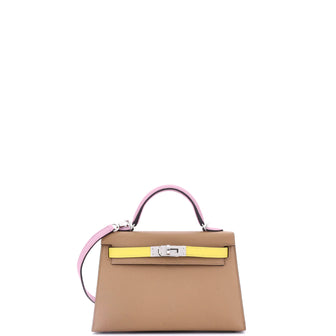 Hermes Kelly Mini II Bag Tricolor Epsom with Palladium Hardware 20