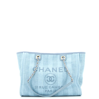 Chanel Deauville Tote Striped Raffia Small