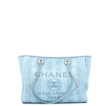 Chanel Deauville Tote Striped Raffia Small