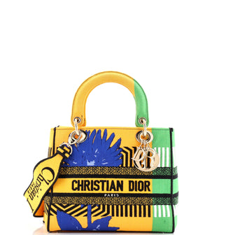 Christian Dior Lady D-Lite Bag Embroidered Canvas Medium