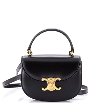 Celine Triomphe Besace Clea Top Handle Flap Bag Leather Mini