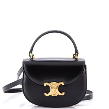 Celine Triomphe Besace Clea Top Handle Flap Bag Leather Mini