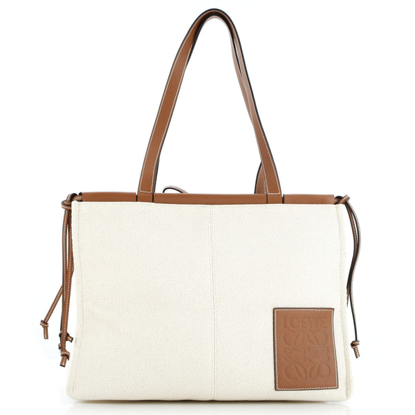 Loewe Cushion Tote Canvas Large Neutral 35179712