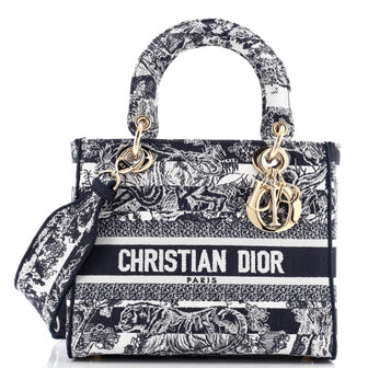 Christian Dior Lady D-Lite Bag Embroidered Canvas Medium