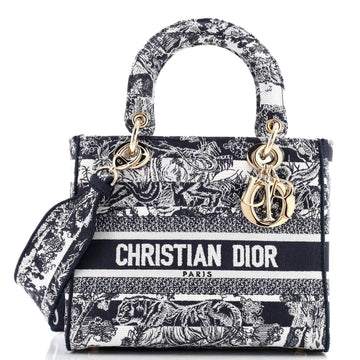 Christian Dior Lady D-Lite Bag Embroidered Canvas Medium