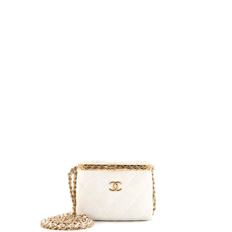 Chanel Lock Frame Vanity Case with Chain Quilted Lambskin Small