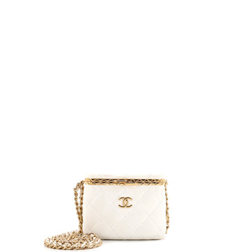 Chanel Lock Frame Vanity Case with Chain Quilted Lambskin Small