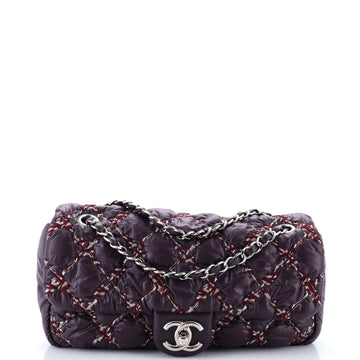Chanel Tweed On Stitch Flap Bag Quilted Nylon Medium