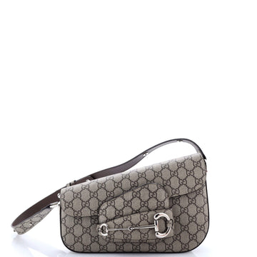 Gucci Horsebit 1955 Asymmetric Shoulder Bag GG Coated Canvas Small