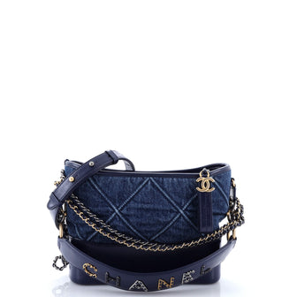 Chanel Gabrielle Hobo with Logo Handle Quilted Denim Small