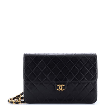 Chanel Vintage Clutch with Chain Quilted Leather Medium