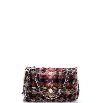 Chanel Charms Classic Single Flap Bag Braided Quilted Tweed Mini