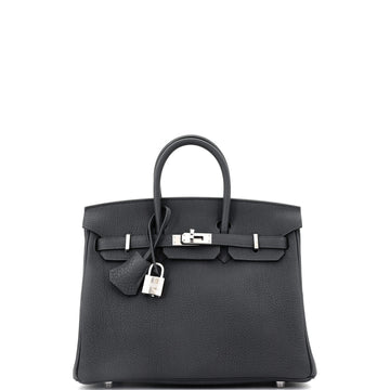 Hermes Birkin Handbag Black Togo with Palladium Hardware 25