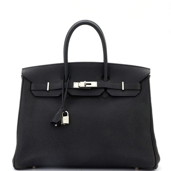 Hermes Birkin Handbag Black Togo with Palladium Hardware 30