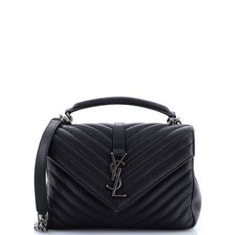 Saint Laurent Classic Monogram College Bag Matelasse Chevron Leather Medium