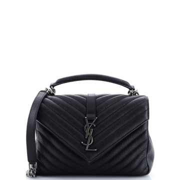 Saint Laurent Classic Monogram College Bag Matelasse Chevron Leather Medium