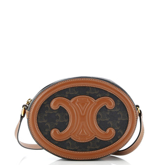 Celine Triomphe Oval Crossbody Bag Triomphe Coated Canvas and Leather