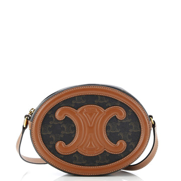 Celine Triomphe Oval Crossbody Bag Triomphe Coated Canvas and Leather