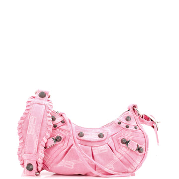 Balenciaga Le Cagole Giant Studs Shoulder Bag BB Denim XS