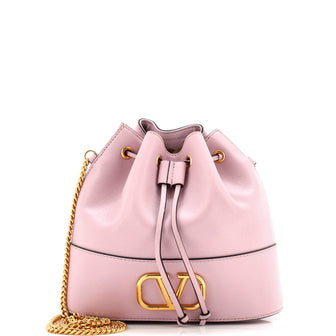 Valentino Garavani VLogo Drawstring Bucket Pouch Leather