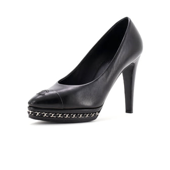 Chanel Women's CC Cap Toe Chain Around Pumps Leather