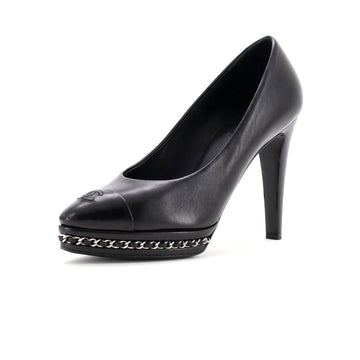 Chanel Women's CC Cap Toe Chain Around Pumps Leather