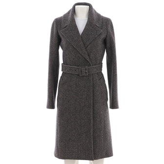 Christian Dior Women's Double Breasted Belted Coat Wool Blend