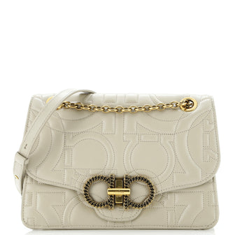 Salvatore Ferragamo Gancini Turnlock Flap Bag Gancini Quilted Leather Medium