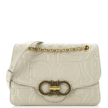 Salvatore Ferragamo Gancini Turnlock Flap Bag Gancini Quilted Leather Medium