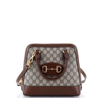 Gucci Horsebit 1955 Top Handle Bag GG Coated Canvas with Leather Small