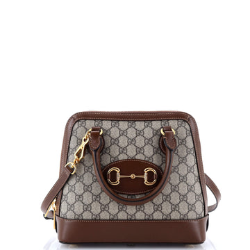 Gucci Horsebit 1955 Top Handle Bag GG Coated Canvas with Leather Small