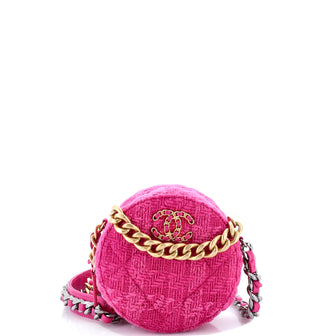 Chanel 19 Round Clutch with Chain and Coin Purse Quilted Tweed and Lambskin