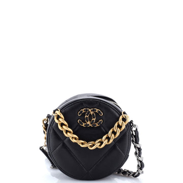 Chanel 19 Round Clutch with Chain Quilted Leather