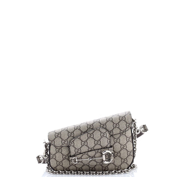Gucci Horsebit 1955 Asymmetric Shoulder Bag GG Coated Canvas Mini