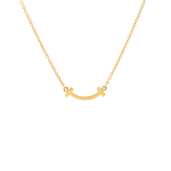 Tiffany & Co. T Smile Pendant Necklace 18K Yellow Gold Mini