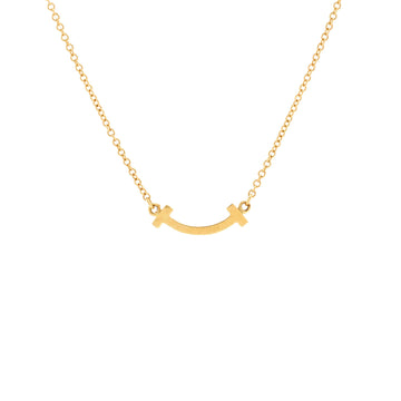 Tiffany & Co. T Smile Pendant Necklace 18K Yellow Gold Mini