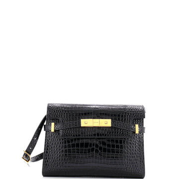 Saint Laurent Manhattan Shoulder Bag Crocodile Embossed Leather Small